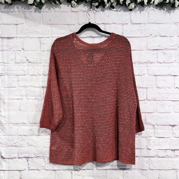 Torrid Rust Loose Open Knit Slub Pullover Dolman 3/4 Sleeve Sweater Size 1 - Picture 4 of 12
